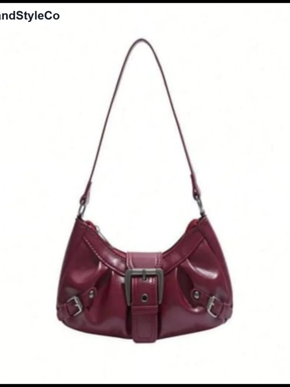 Y2K Mini Crescent Hobo Bag with Adjustable Straps Soft Faux Leather